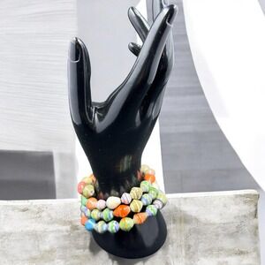 Handmade Multicolor Paper Bead Bracelet Set Eco Friendly Boho Festival Statement